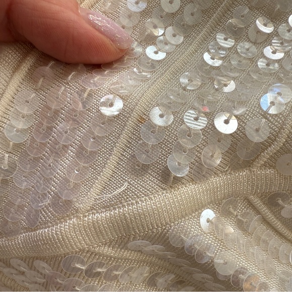 WHBM halter White Sequin Top with satin bow - Picture 8 of 8